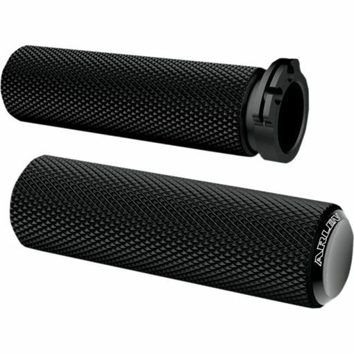 Manopole Arlen Ness Knurled nere per Harley Sportster Dyna Softail
